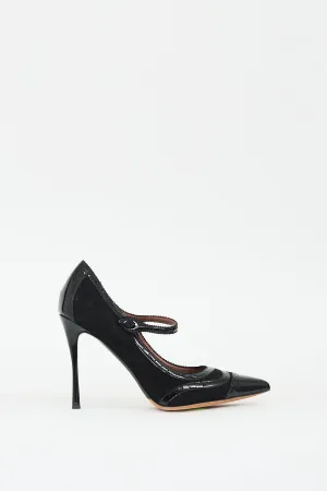 Black Suede & Leather Mary Jane Pump